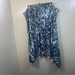 New Directions Black and White Asymmetrical Midi Skirt